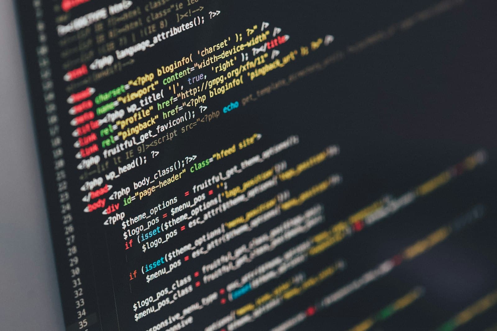 Monitor z kodem źródłowym motywu WordPress, fot. Ilya Pavlov / Unsplash